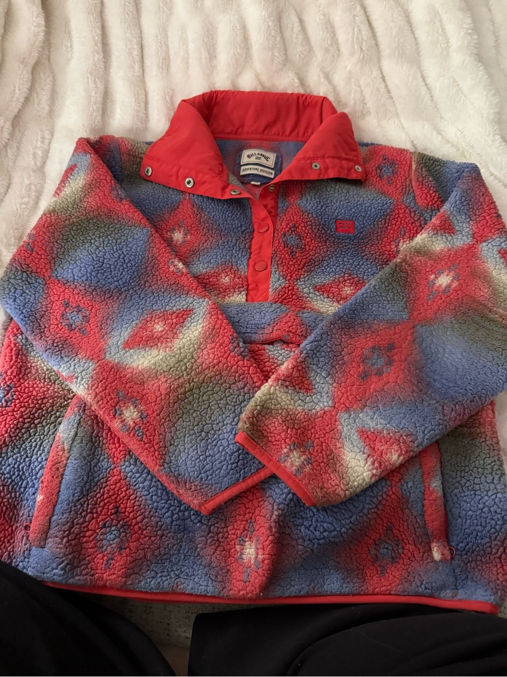 Billabong' Red & Blue Sherpa Pullover